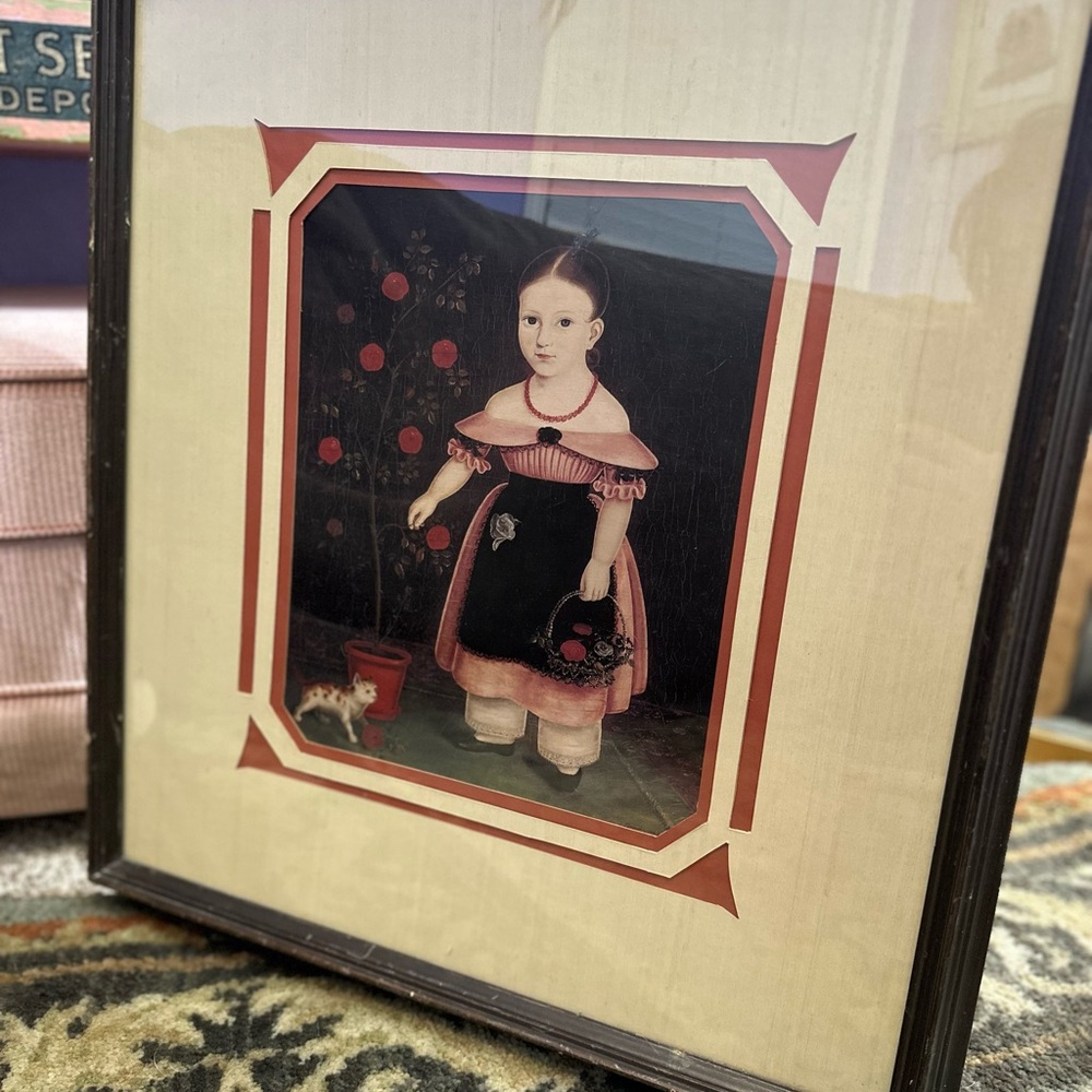 Vintage Framed Child Portrait Art